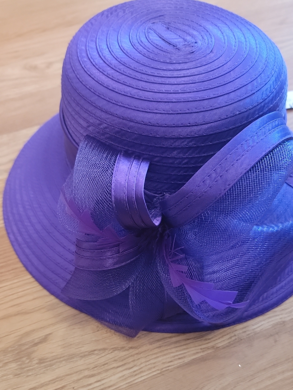 Elegant Purple Women’s Dress Hat with Decorative Bow - Picture 3 of 7